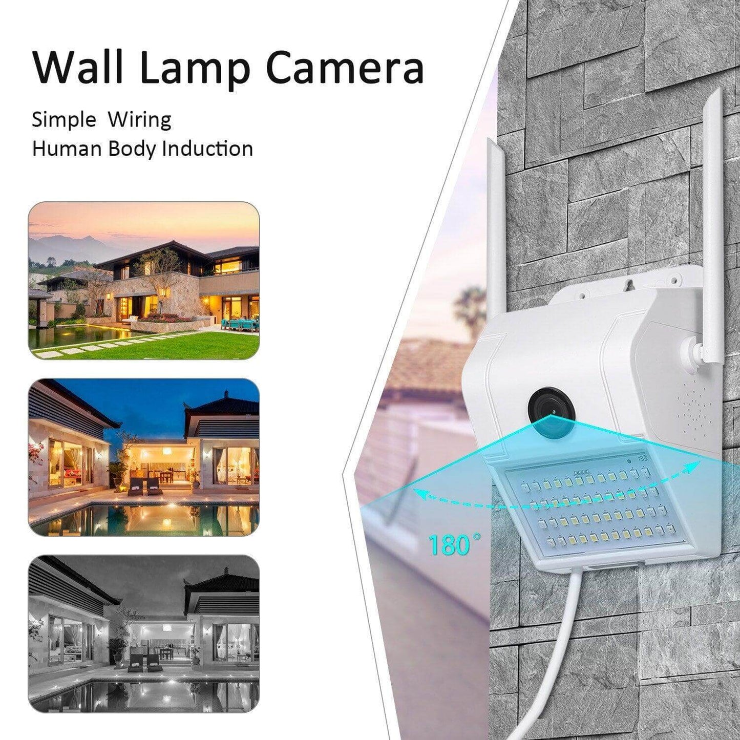 1080P Multifunctional WIFI Wireless Surveillance Outdoor Wall Light Webcam Security Camera PIR Motion Detection IP65 Waterproof - Dynamex