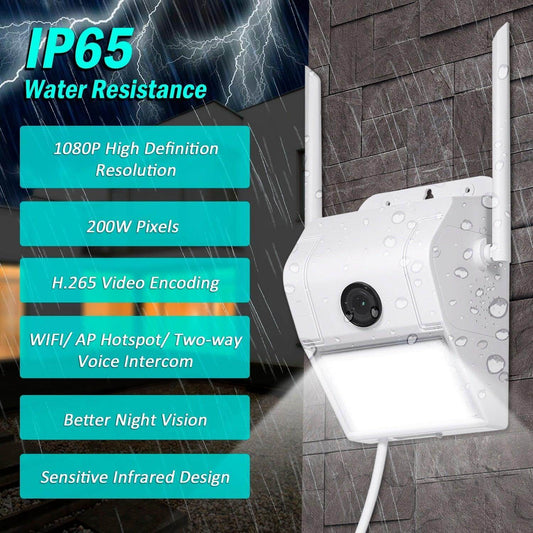 1080P Multifunctional WIFI Wireless Surveillance Outdoor Wall Light Webcam Security Camera PIR Motion Detection IP65 Waterproof - Dynamex