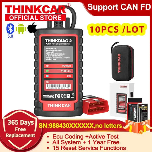 10pcs/ lot Thinkdiag 2 obd2 diagnostic tools add CAN FD protocol Bluetooth 5.0 ECU coding Active test All system OBD2 scanner - Dynamex