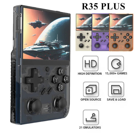 2024 New R35 Plus Retro Video Handheld Game Console 64GB 3.5 Inch IPS Screen 640x480 Linux System Portable Games Player R36S - Dynamex
