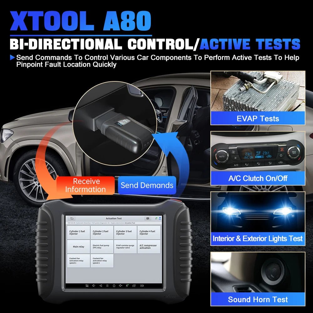 2024 XTOOL A80 H6 OBD2 Bluetooth Scanner Car Diagnostic Tools ECU Coding 39+ Special Functions IMMO Key Programming Free Update - Dynamex