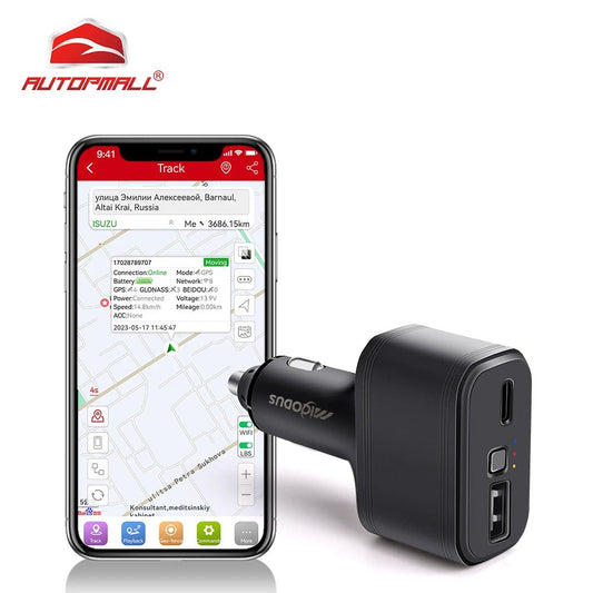 4G Type-C GNSS Tracker Car Charger MV77G  SOS Voice Monitor Multi-Alerts  GPS & LBS Positioning Free Web&APP Platform Locator - Dynamex