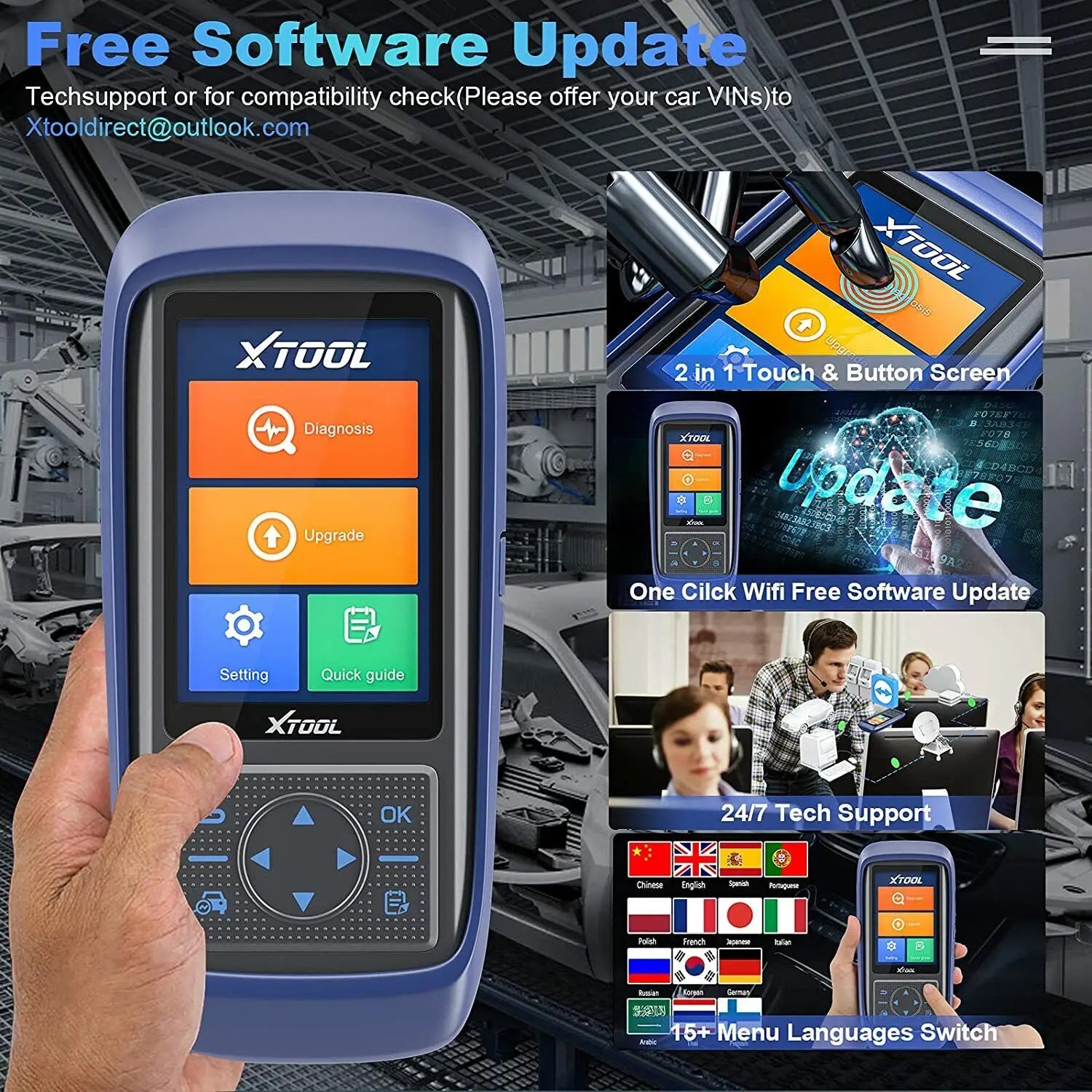 XTOOL A30pro Car Diagnostic Tools Bluetooth Car Automotive OBD2 Key Programmer Scanner Free Update Online - Dynamex