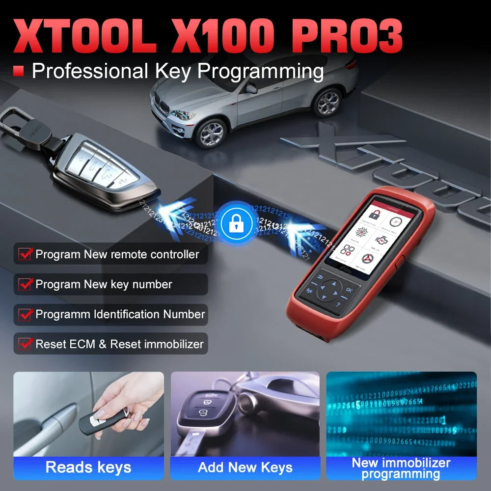 XTOOL X100 Pro3 Professional Key Programmer Car Diagnostics Tools Code Reader 7 Service Lifetime Free Update With EEPROM Adapter - Dynamex