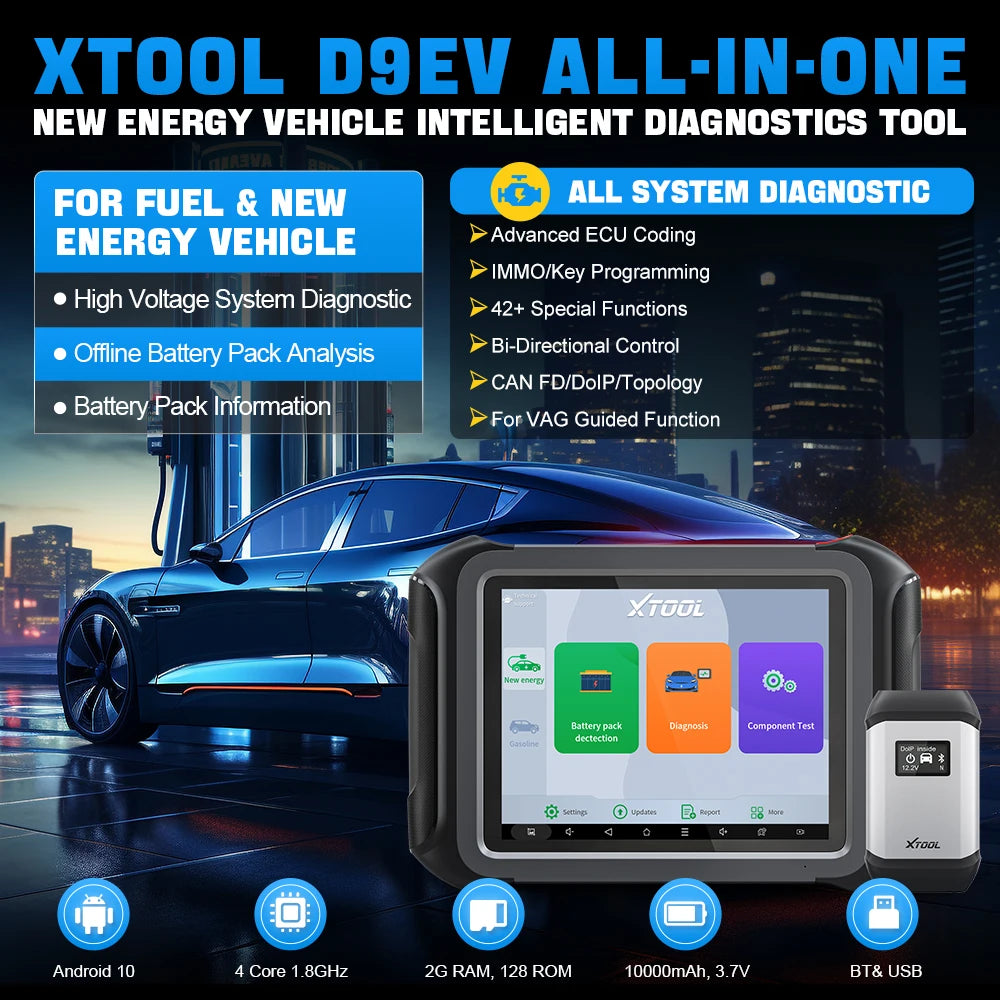 XTOOL D9EV For Energy Vehicles Battery Diagnostics Car Diagnostic Tools Battery Pack Detection ECU Coding Topology CANFD DOIP - Dynamex
