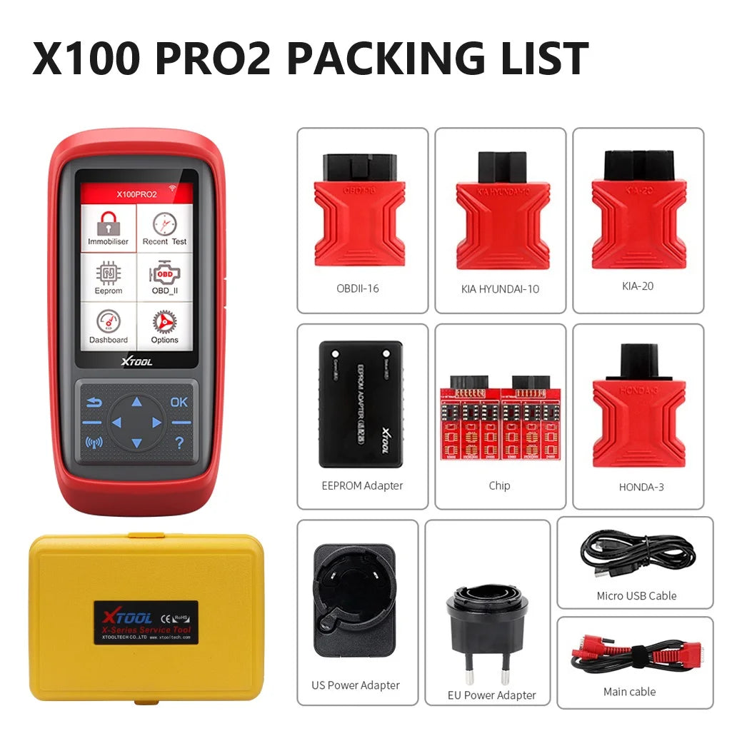 XTOOL X100 Pro2 OBD2 Automotive Scanner Key Programmer with EEPROM Adapter Code Reader Car Diagnostic Tools Lifetime Free Update - Dynamex