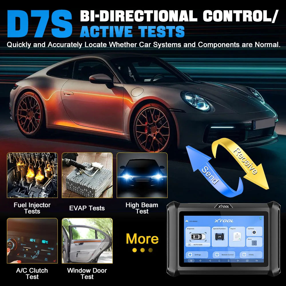 XTOOL D7S Car Diagnostic Tools ECU Coding Bi-directional Scanner OBD2 Scanner Key Programming 38+ Service Added CAN FD & DoIP - Dynamex