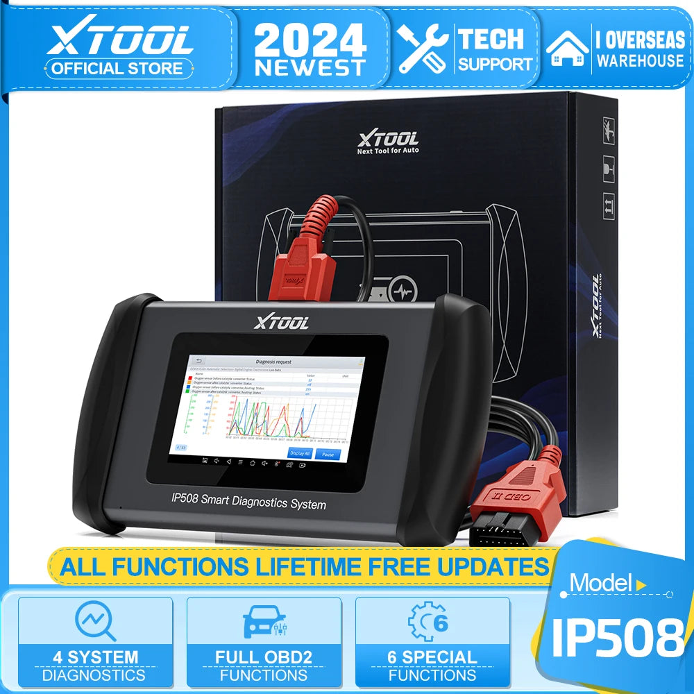 XTOOL InPlus IP508 OBD2 Scanner Engine Transmission Airbag ABS Systems Car Diagnostic Tools Code Reader 6 Resets Free Update - Dynamex