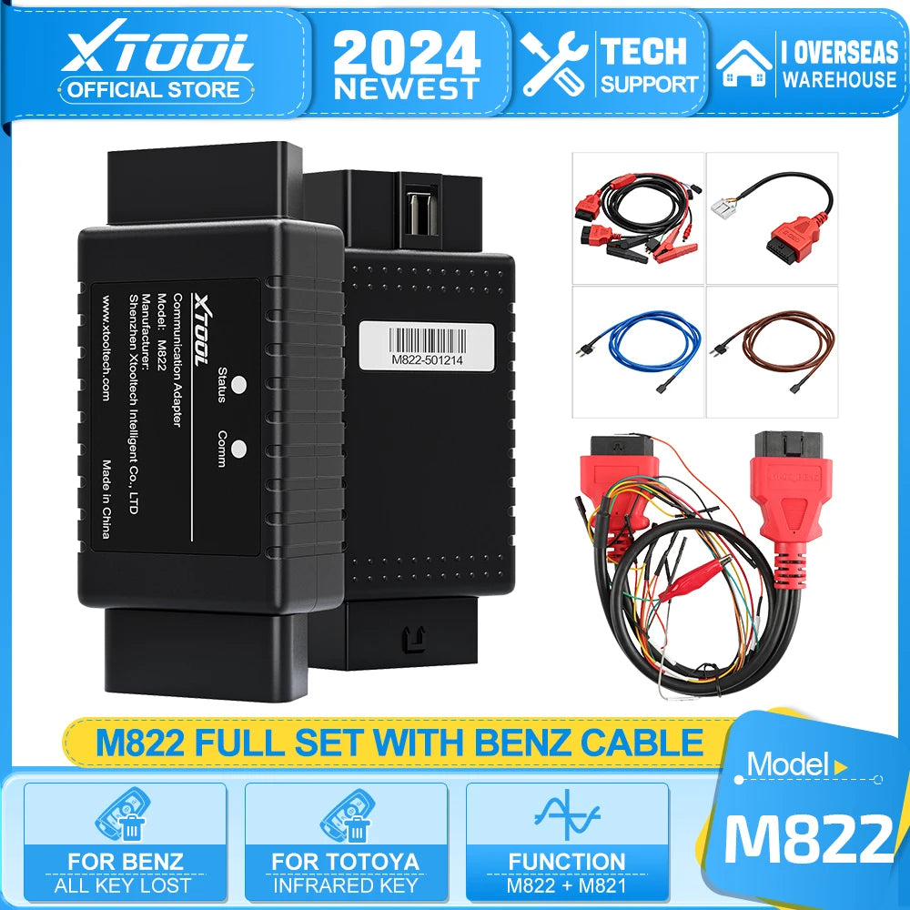 XTOOL M822 M821 Adapter For Benz  All Key Lost For Toyota 8A Key Programming Need Work With KC501 Programmer For PAD3 X100MAX - Dynamex