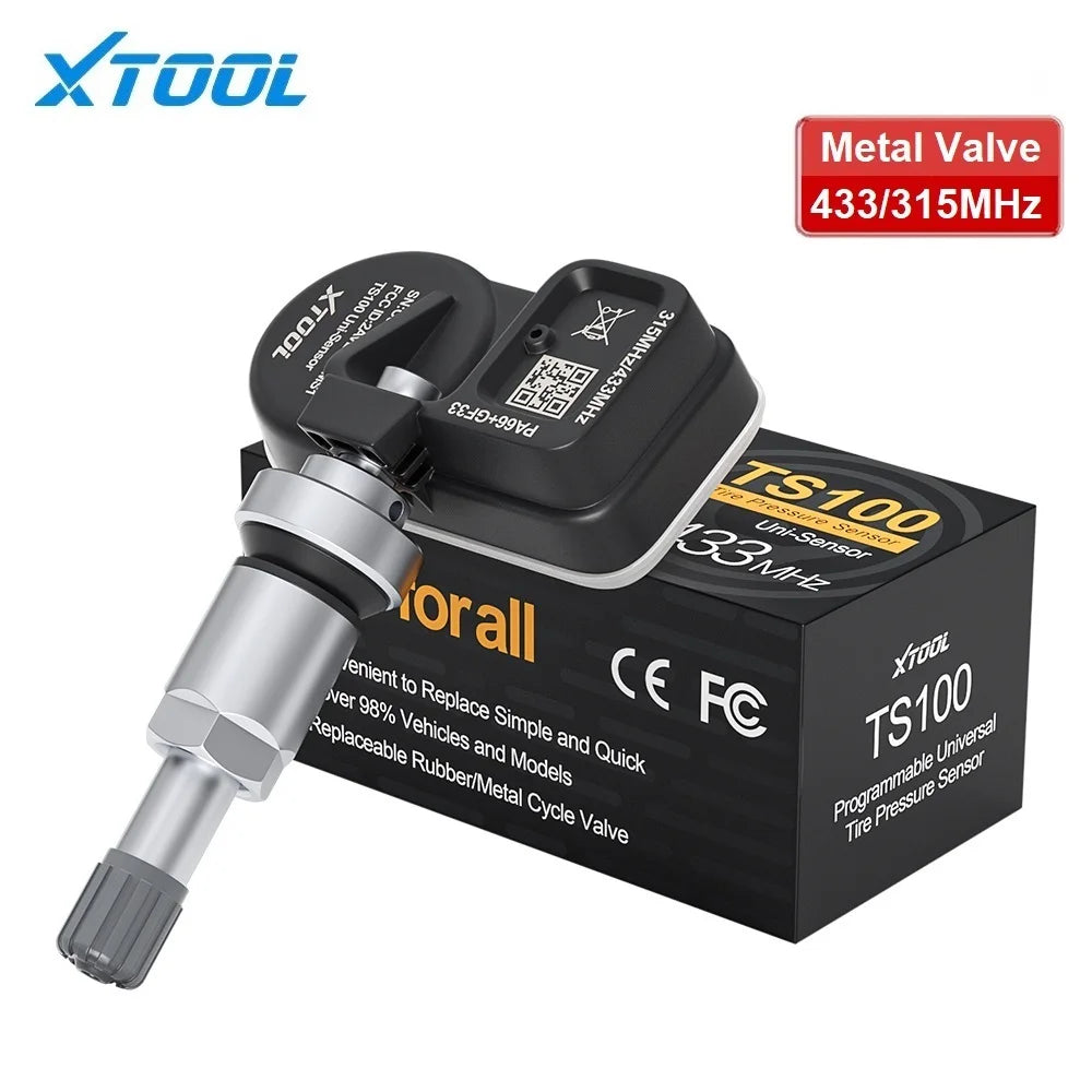 XTOOL 200PCS TS100 433MHz & 315MHz Sensors TPMS Programmer Tire Repair Tool Tire Pressure Monitor Tester Get a Free XTOOL TP150 - Dynamex