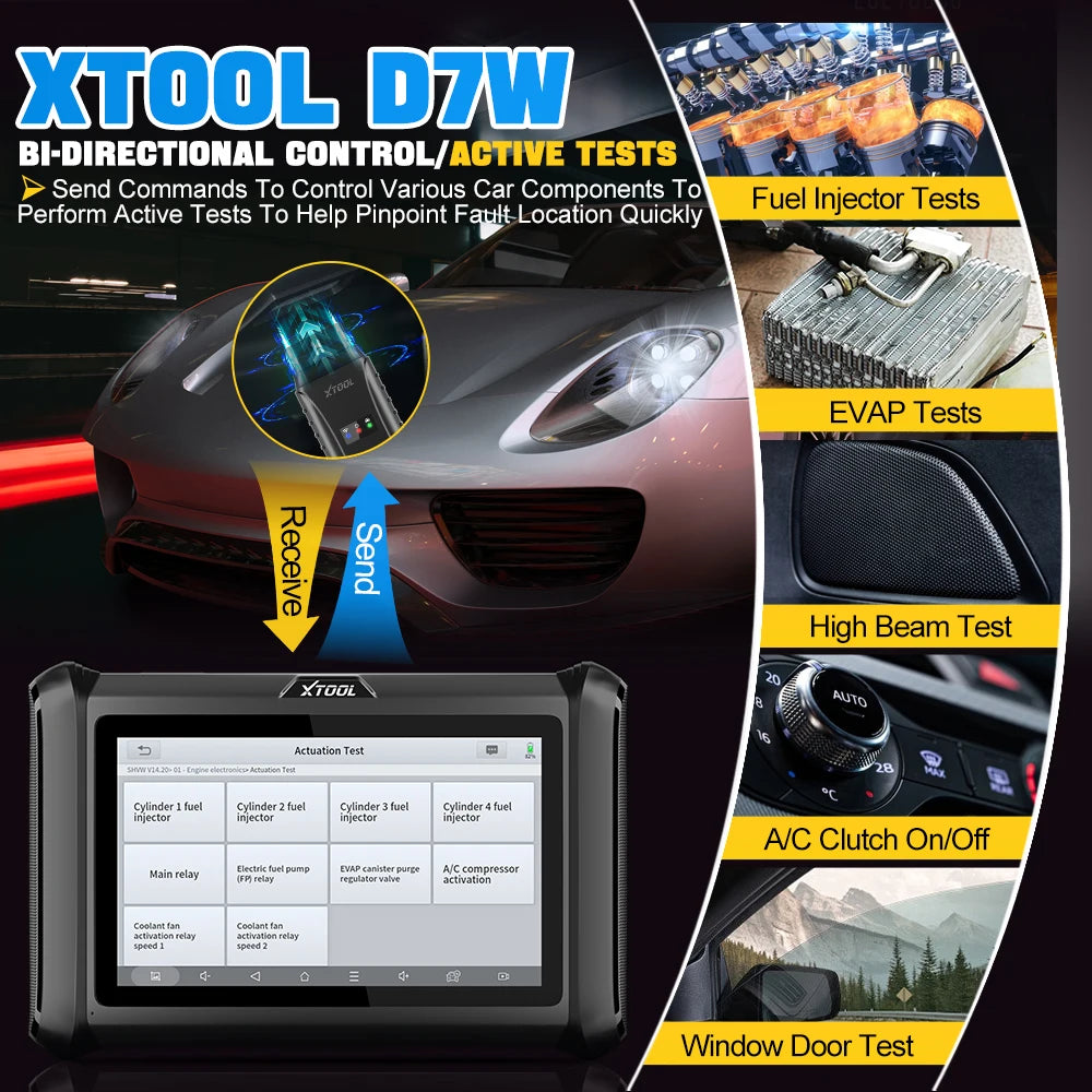 XTOOL D7W WIFI Wireless Diagnostic Scanner All System Car Diagnostic Tools ECU Coding Bidirectional CANFD DOIP OBD2 Scanner - Dynamex