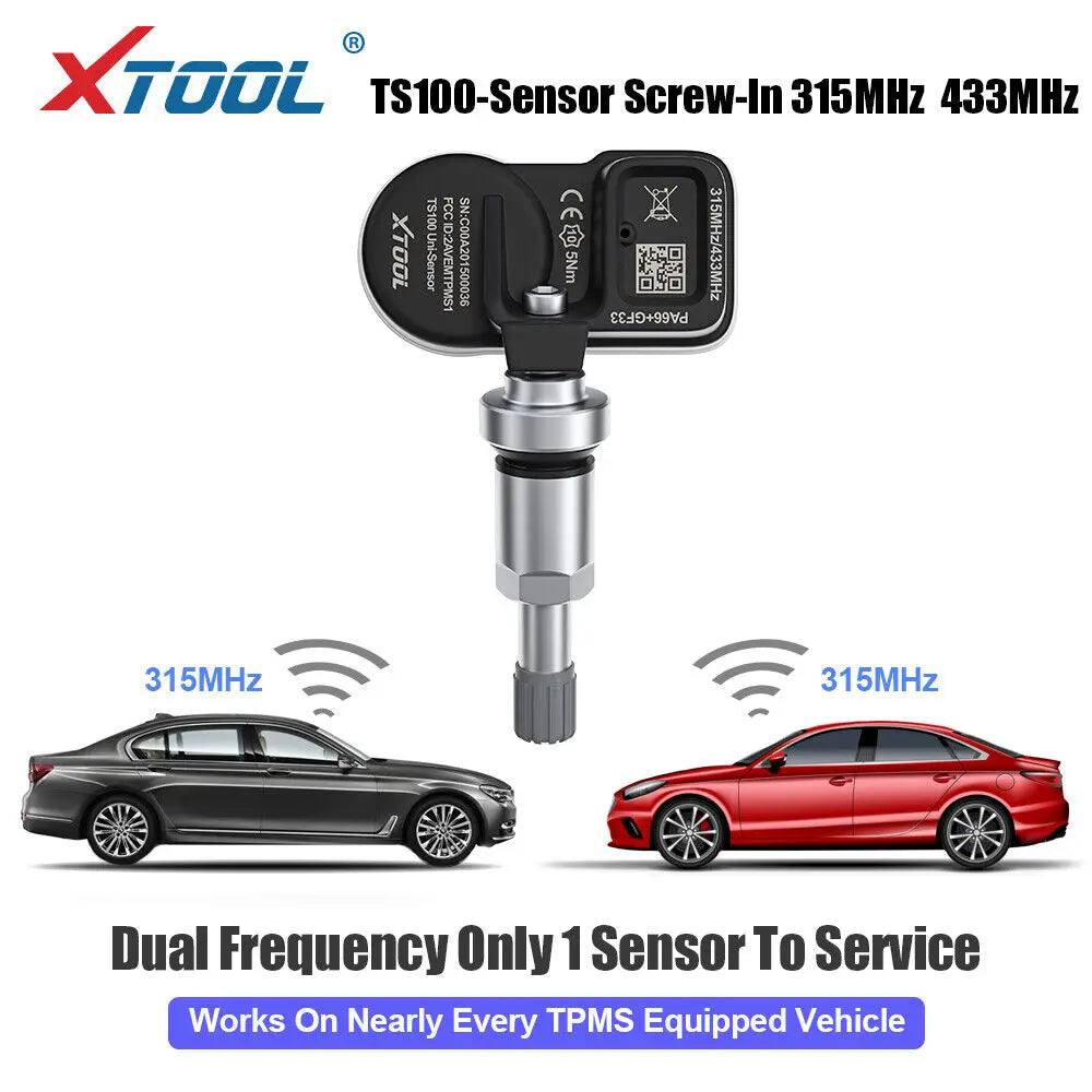 XTOOL TS100 Metal Version 2 in 1 315MHz 433MHz Programmable Tire Pressure Monitoring System Sensor TPMS Work With TP150 IP819TP - Dynamex