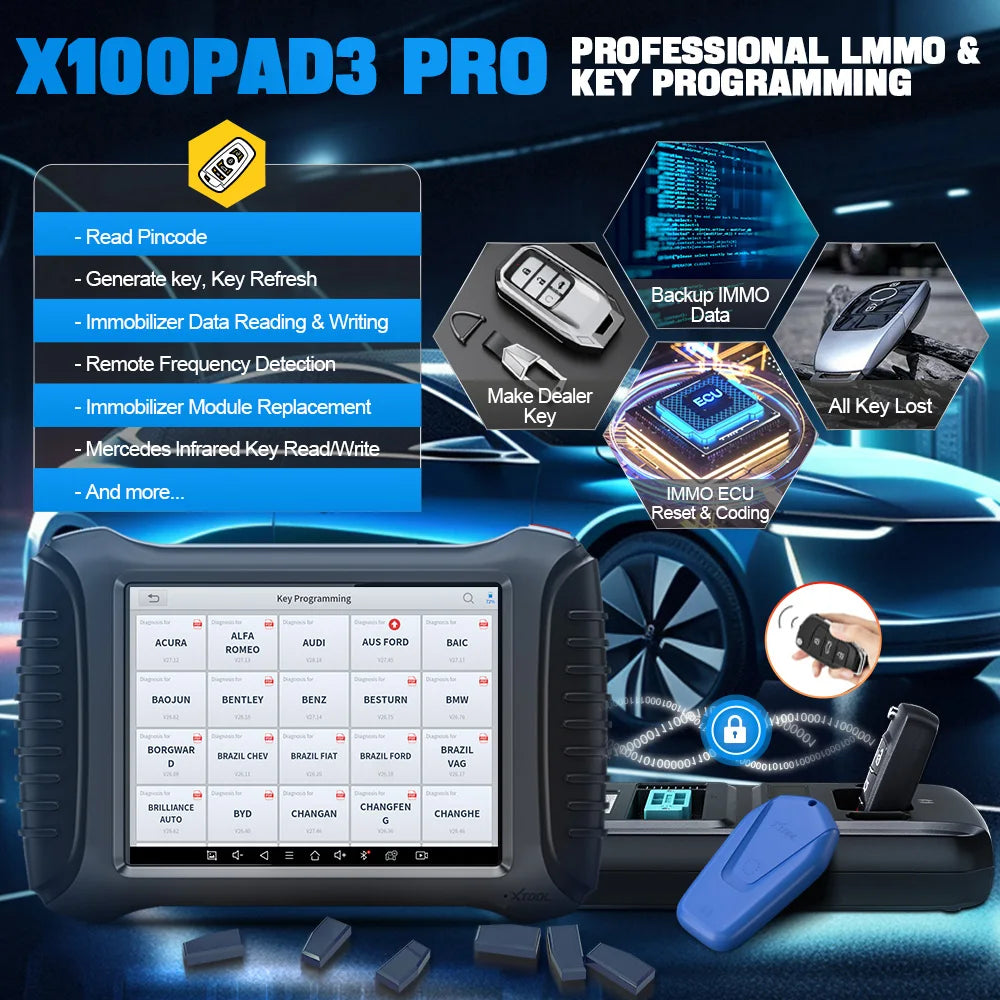 XTOOL X100 PAD3 Pro With KC501 Key Programmer Tools Car Diagnostic Tool Bidirectional Scanner 38+ Services CAN FD All Key Lost - Dynamex