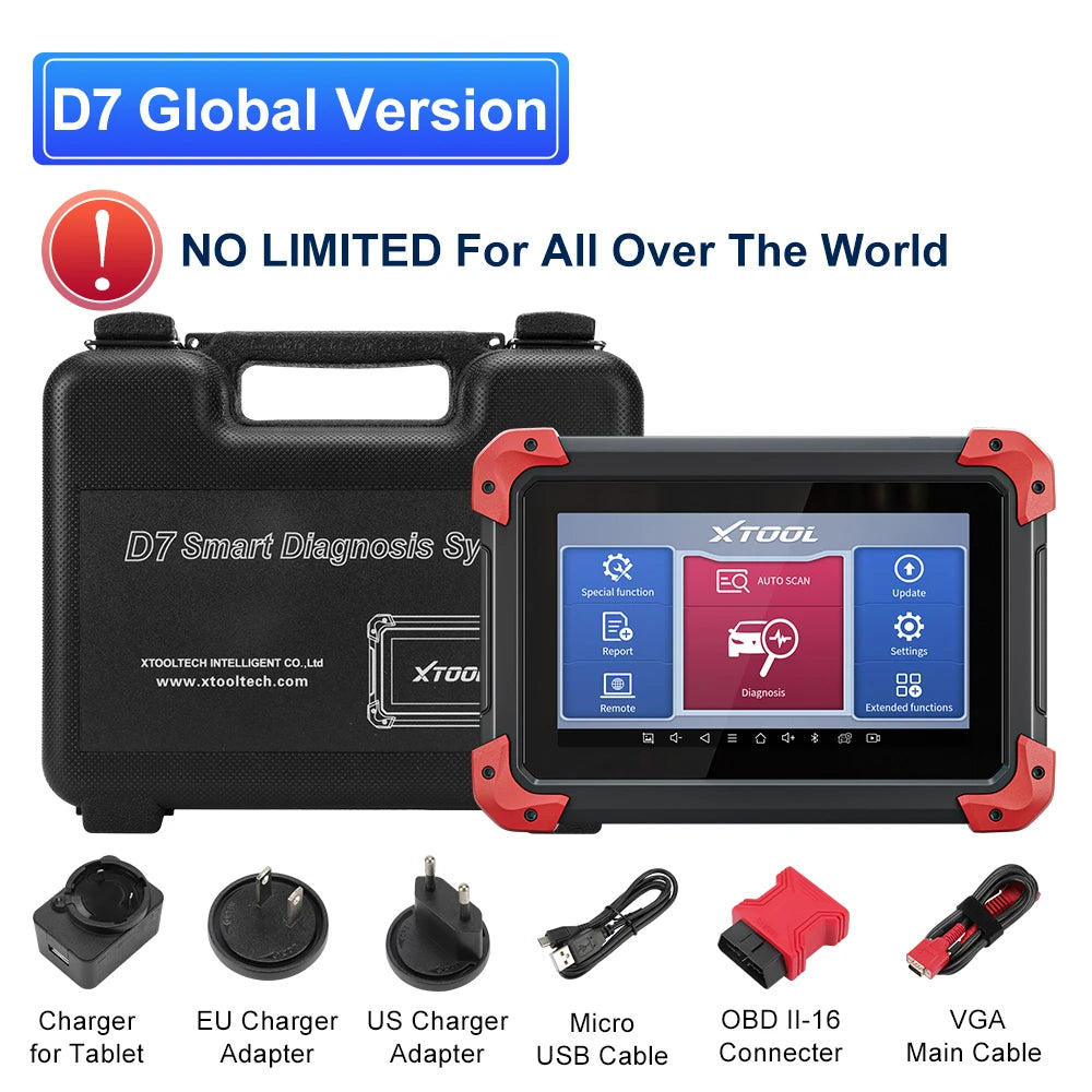 XTOOL D7 All System Car Diagnostic Tools Bidirectional Scanner ECU Coding Key Programmer 38+ Services Add CANFD Functions PK D7S - Dynamex