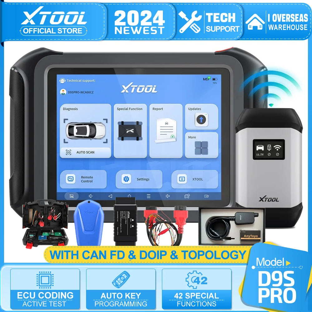 XTOOL D9SPRO D9PRO Car Diagnostic Tools ECU Online Programming Bidirectional Scanner 42 Resets Key Coding CAN FD DOIP Topology - Dynamex