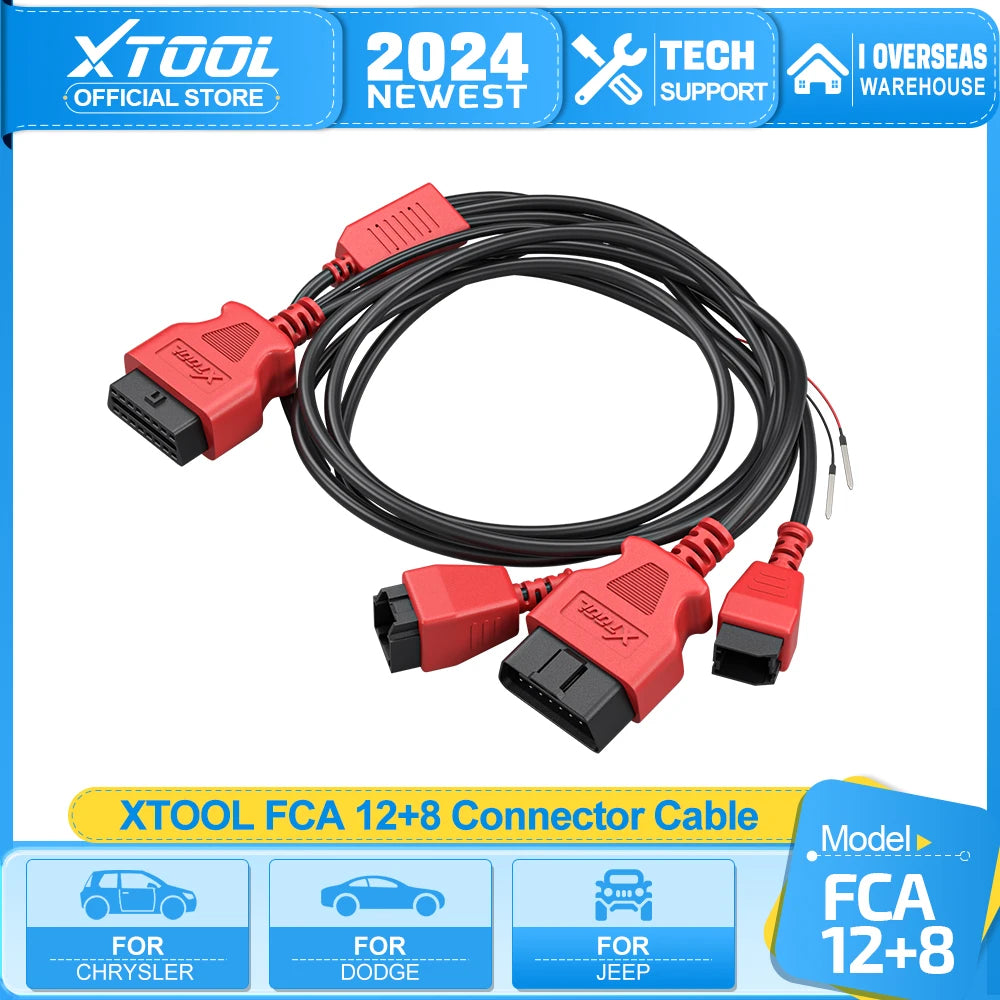 XTOOL FCA 12+8 Adapter For Chrysler OBD2 Connector 12 Pin Adapter to 8 Pin Diagnostic Cable Official original FCA 12+8 Connector - Dynamex