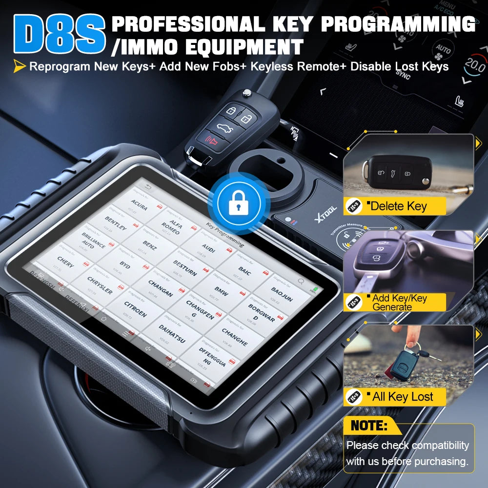 XTOOL D8S Car Diagnostic Tools ECU Coding Active Test Key Programmer 38 Service Automotive Tool With CAN FD DOIP Topology PK D8 - Dynamex