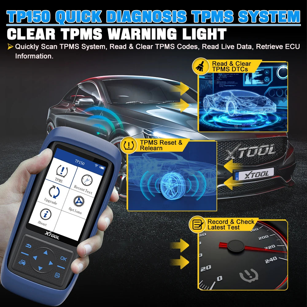 XTOOL TP150 WIFI TPMS Programming Diagnostic Tool Activate All Sensor Work On 315 433MHz Tire Pressure Monitor Read Clear DTCs - Dynamex