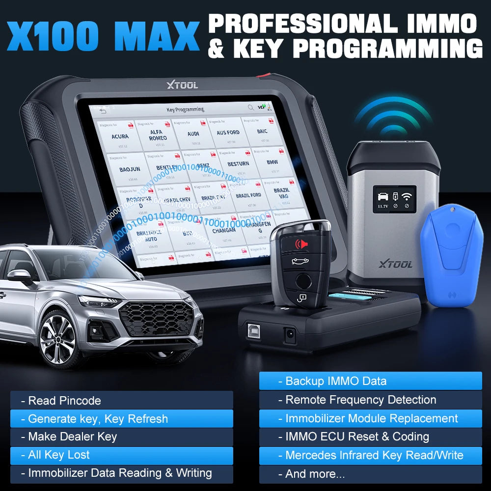 XTOOL X100 MAX IMMO Key Programmer All Key Lost Car Diagnostic Tool ECU Programming Bidirectional Scanner CAN FD DOIP Topology - Dynamex