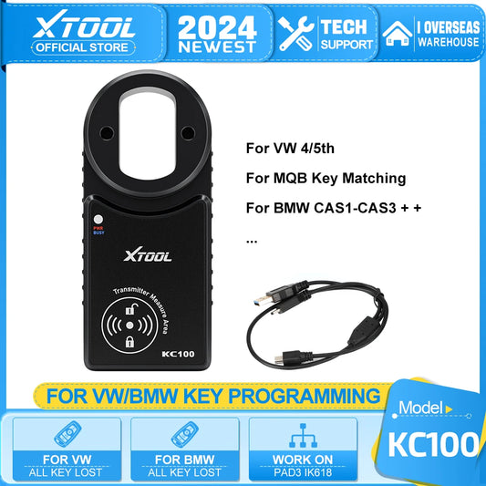 XTOOL KC100 Key Programmer For VW 4&5th For BMW CAS1-CAS3 For MBQ Key Match Remote Programming Tool Work With X100PAD3 IK618 - Dynamex