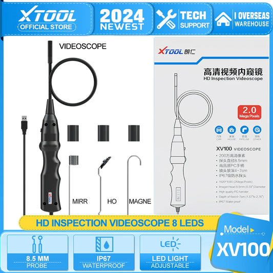 XTOOL XV100 Waterproof 8.5mm HD Endoscope Camera Micro 8 LED IP67 Car Endoscope Inspection Borescope For XTOOL D8/X100 PAD3/D8W - Dynamex