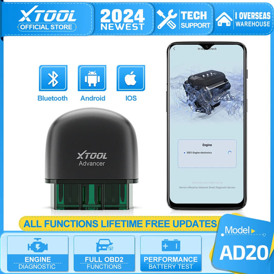 XTOOL Advancer AD20 Car Engine Diagnostic Tools OBD2 Code Reader Scanner Android /IOS Better than ELM327/AD10 Update - Dynamex