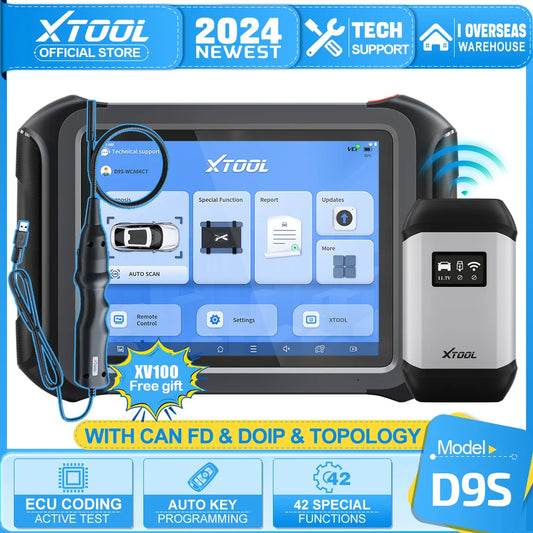 XTOOL D9 D9S Full System Car Diagnostic Tool Bi-Directional Control ECU Coding 42+ Resets Key Programming DOIP CANFD Topology - Dynamex