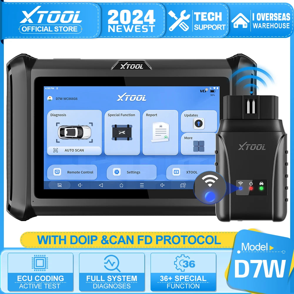 XTOOL D7W WIFI Wireless Diagnostic Bidirectional Scan Tool Advanced ECU Coding Key Programmer 36 Resets With DOIP CAN FD - Dynamex