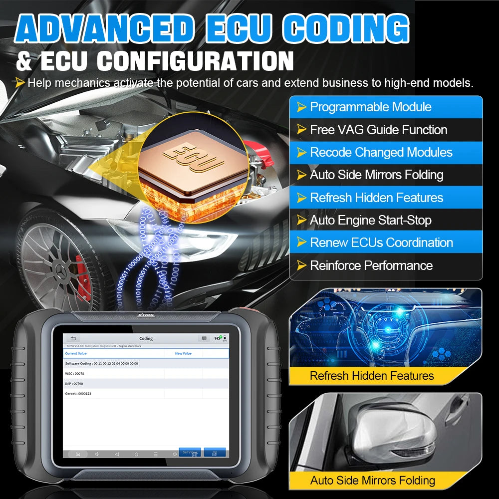 XTOOL D8S Car Diagnostic Tools ECU Coding Active Test Key Programmer 38 Service Automotive Tool With CAN FD DOIP Topology PK D8 - Dynamex