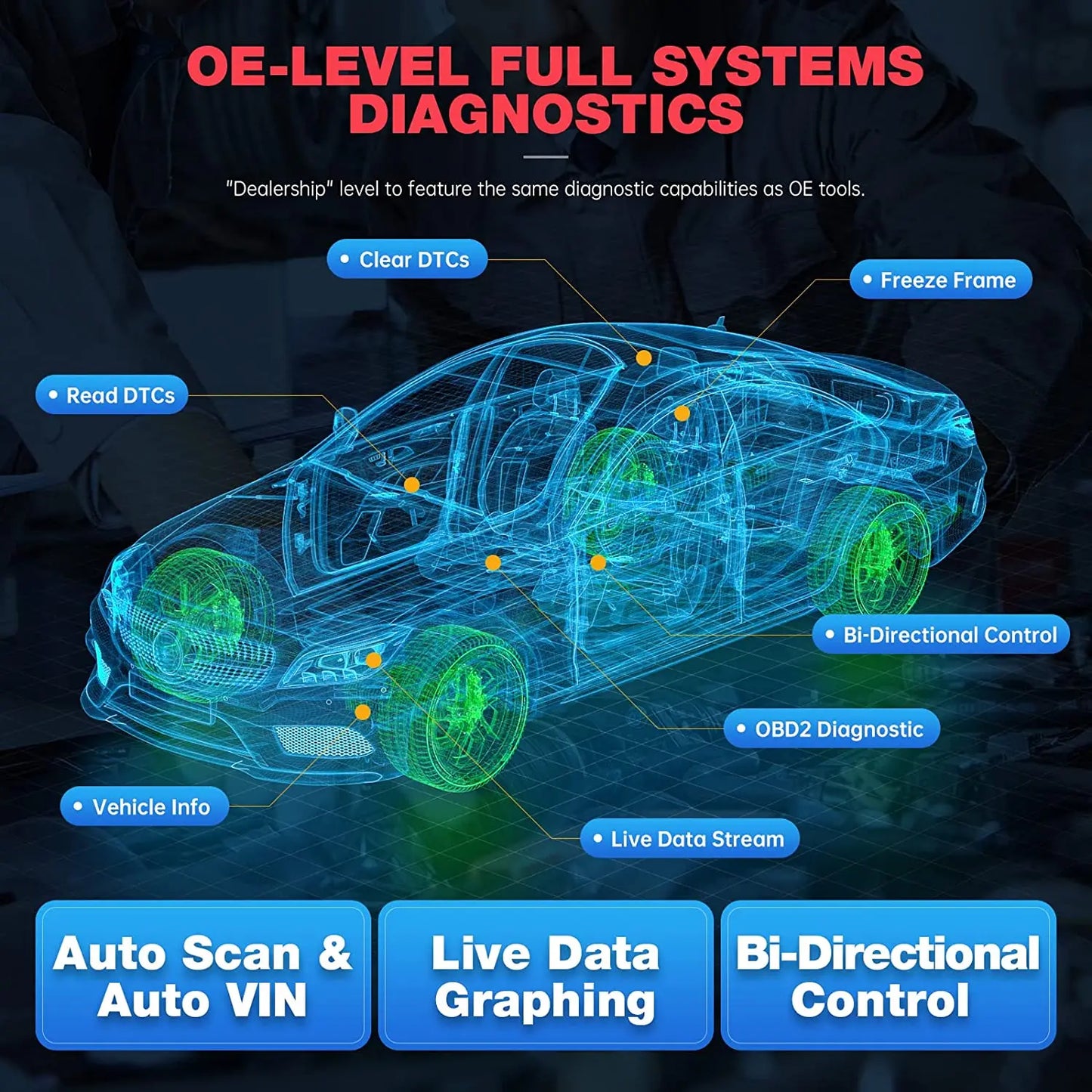 XTOOL D8 BT Car Diagnostic Tools OBD2 Scanner Full System ECU Coding Active Test Car Key Programming Wireless Automotive Scanner - Dynamex