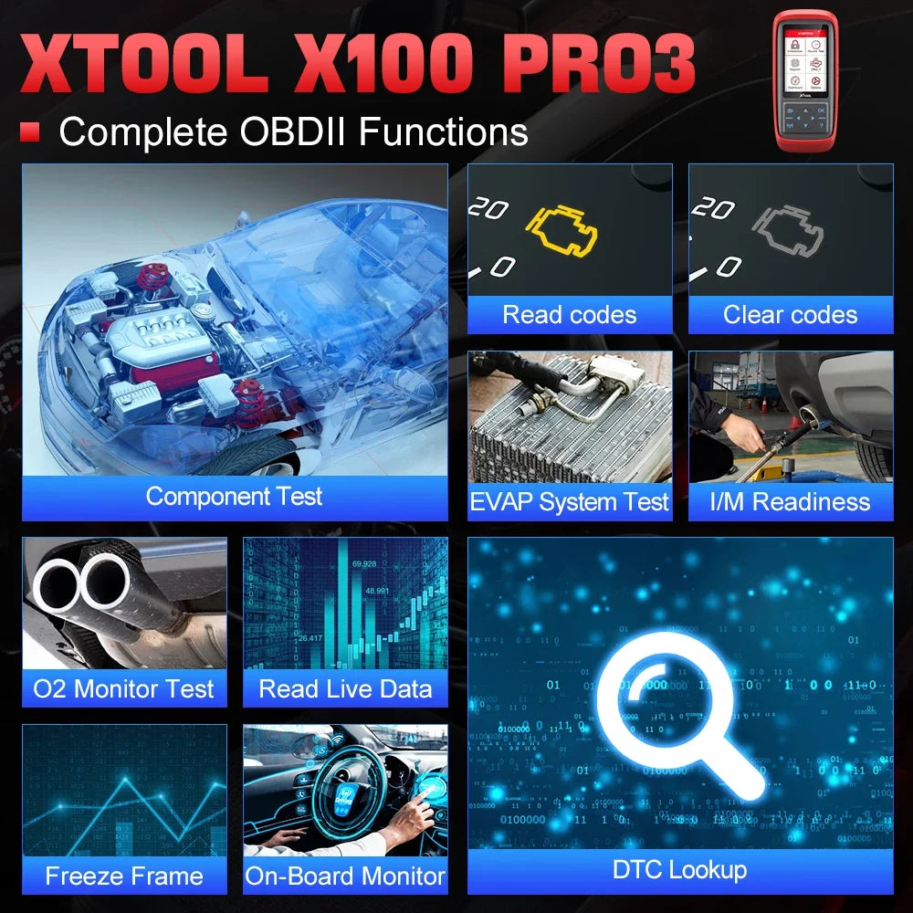 XTOOL X100 Pro3 Professional Key Programmer Car Diagnostics Tools Code Reader 7 Service Lifetime Free Update With EEPROM Adapter - Dynamex