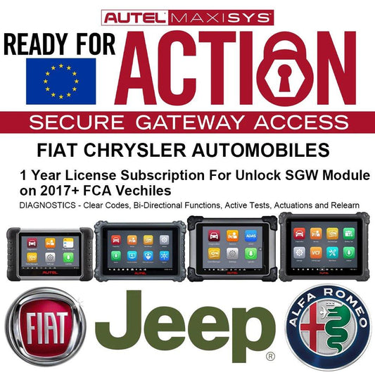 Autel 1 Year License for FCA Vehicle Unlock SGW Module to Access Full Diagnostic Functionality for European User Only - Dynamex