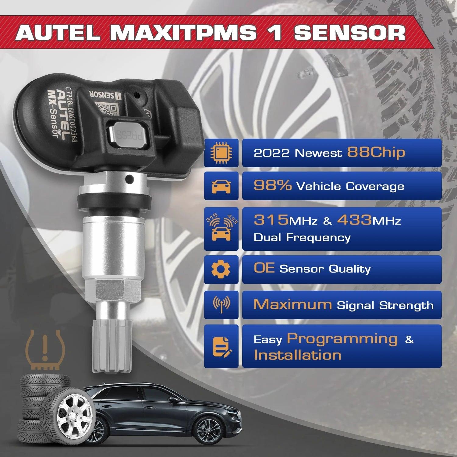 Autel 2in1 MX-Sensors TPMS Car Tire Sensor 433MHZ 315MHZ Clone-able Programming Sensors Work with TS501 TS508 Russian in Stock - Dynamex