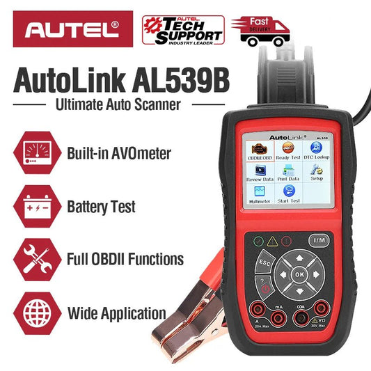 Autel AL539B Auto Code Reader Electrical Battery Tester for 12 Volts Batteries EOBD OBD 2 OBD2 Scanner Original Free Shipping - Dynamex