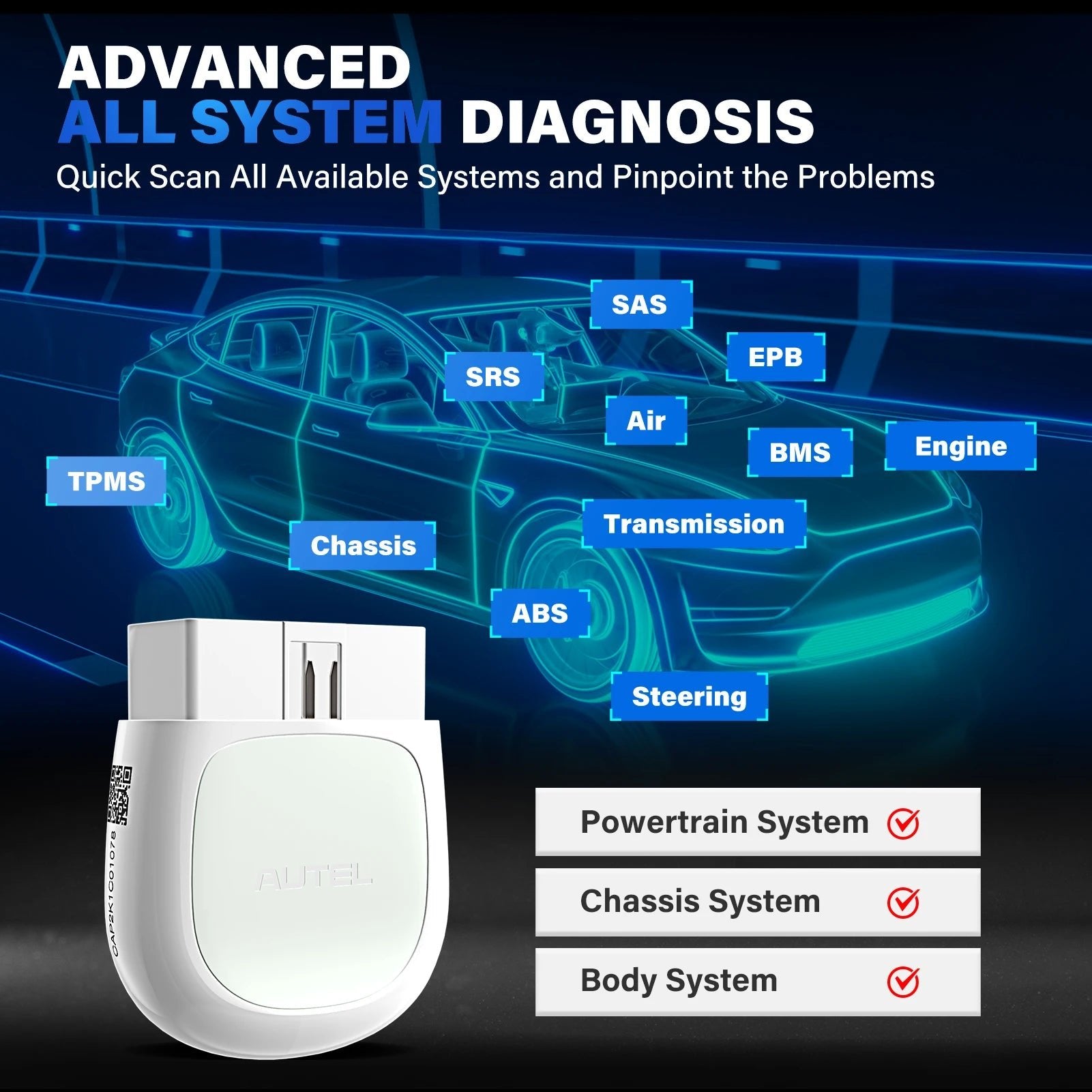 Autel AP200 Bluetooth OBD2 Scanner Automotivo OBD 2 TPMS Code Reader Car Diagnostic Tool Full Systems Scan Tools - Dynamex