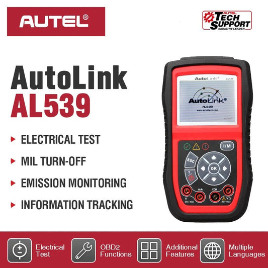 Autel AutoLink AL539 OBDII CAN Scan Tool Electrical Test Tool Code Reader Car Detector OBD 2 Diagnostic Scanner PK AL539B AL519 - Dynamex