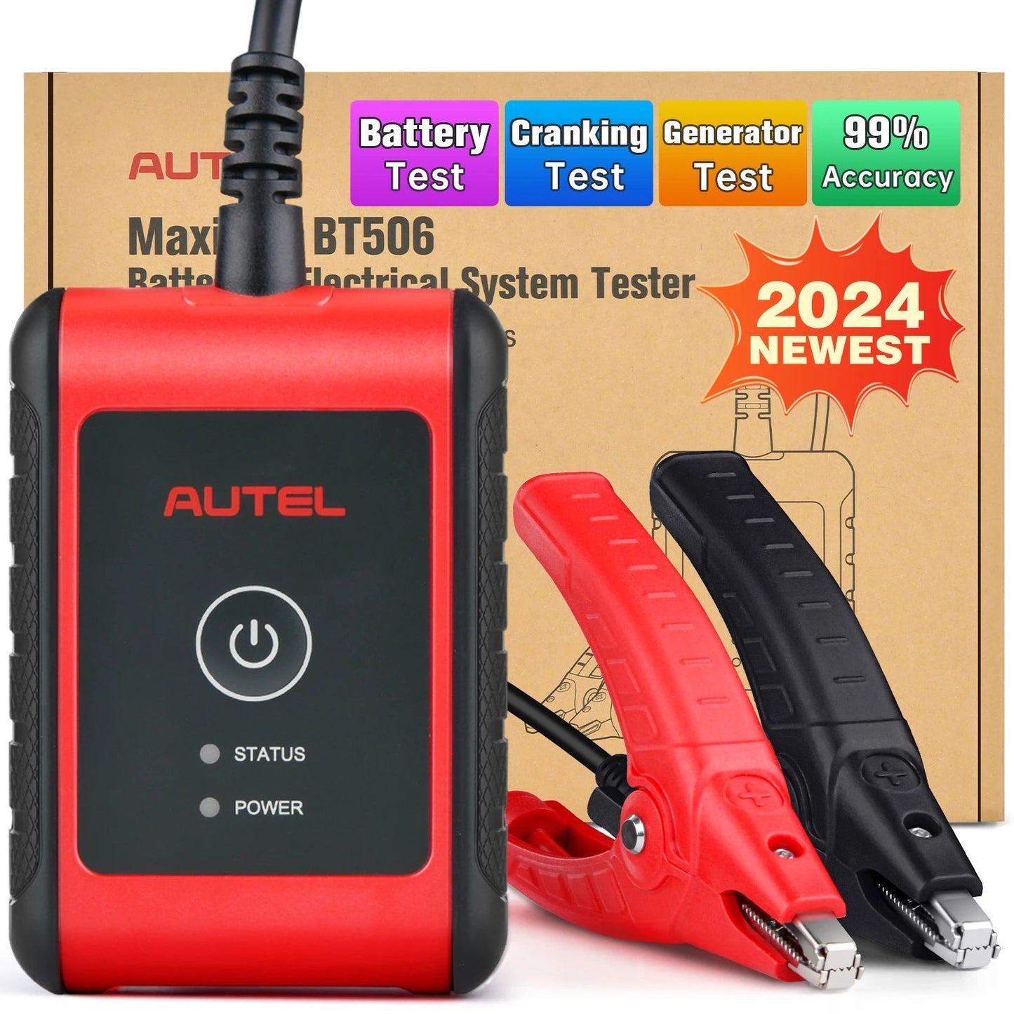 Autel Battery Tester MaxiBAS BT506 Auto Battery and Electrical System Analysis Tool 6-12V 100-2000CCA Cranking/ Charging Systems - Dynamex