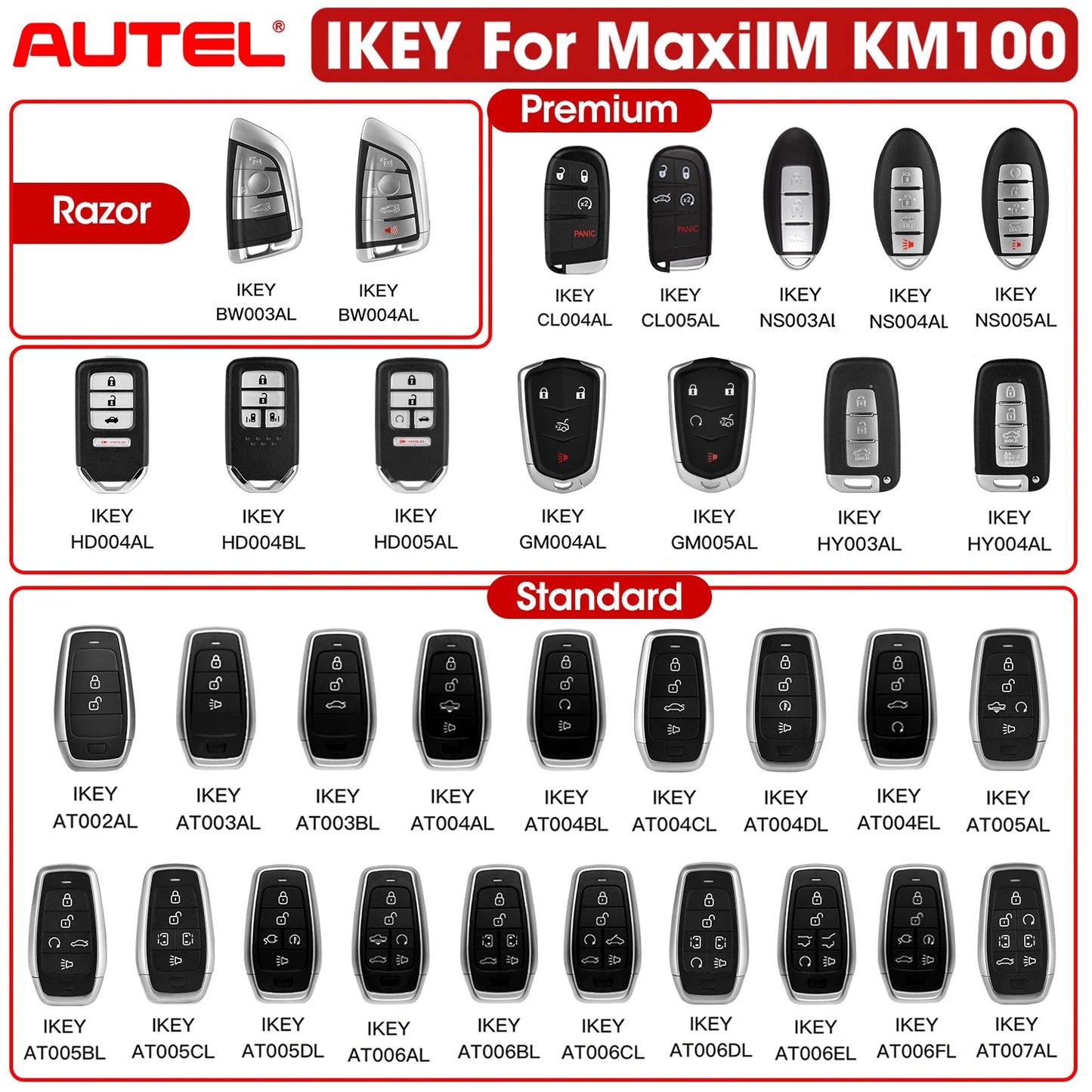 Autel Car Universal Smart Key Autel Remote Key for MaxiIM KM100 IM508 IM608 Programmer IKEYAT004AL IKEYAT005AL IKEYAT006AL - Dynamex