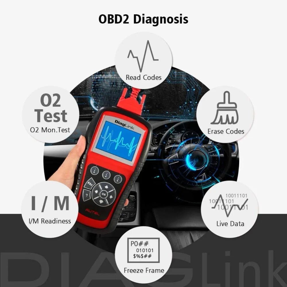 Autel Diaglink OBD2 Scanner All System DIY Code Readers Automotive Diagnostic Tool Function as same as MD802 Oil Reset/EPB - Dynamex