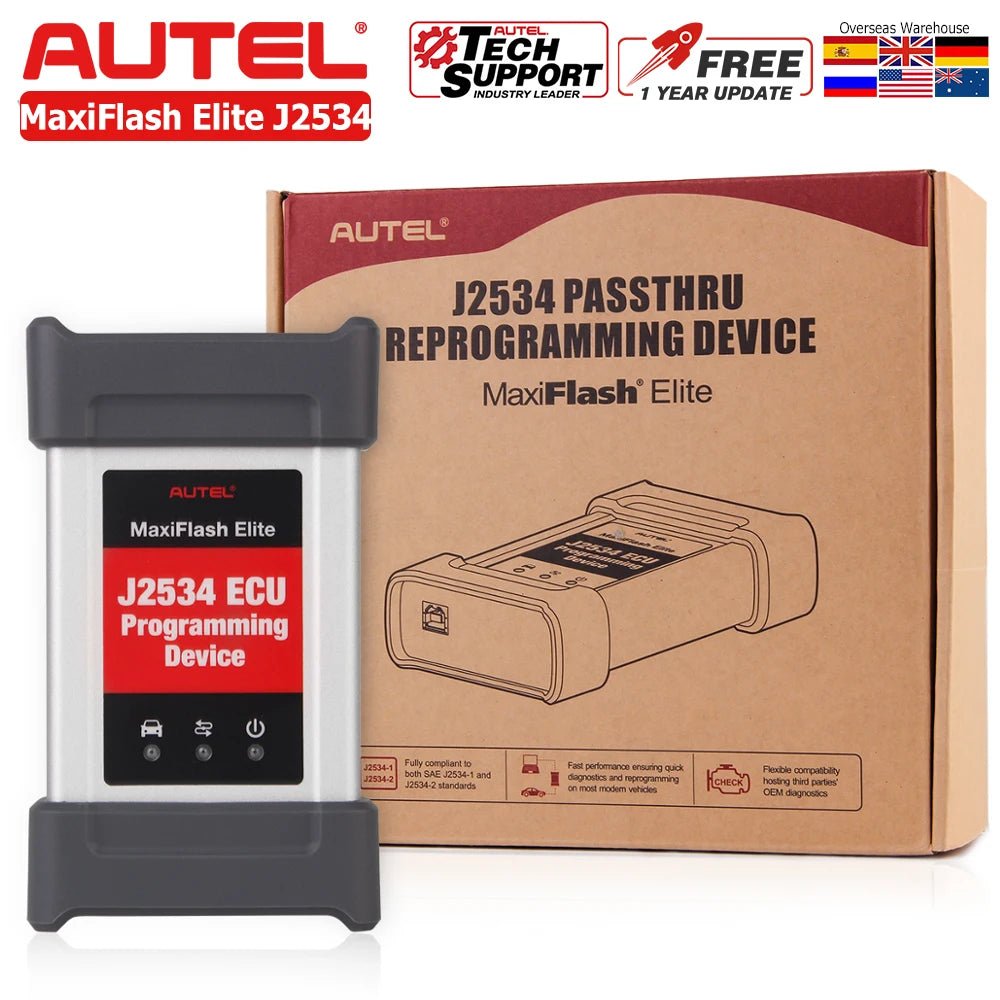 Autel  J2534 Box ECU Programming Tool MaxiFlash Elite work with OEM Diagnostic Software with Laptop, Scanner MS908 Pro MK908 Pro - Dynamex