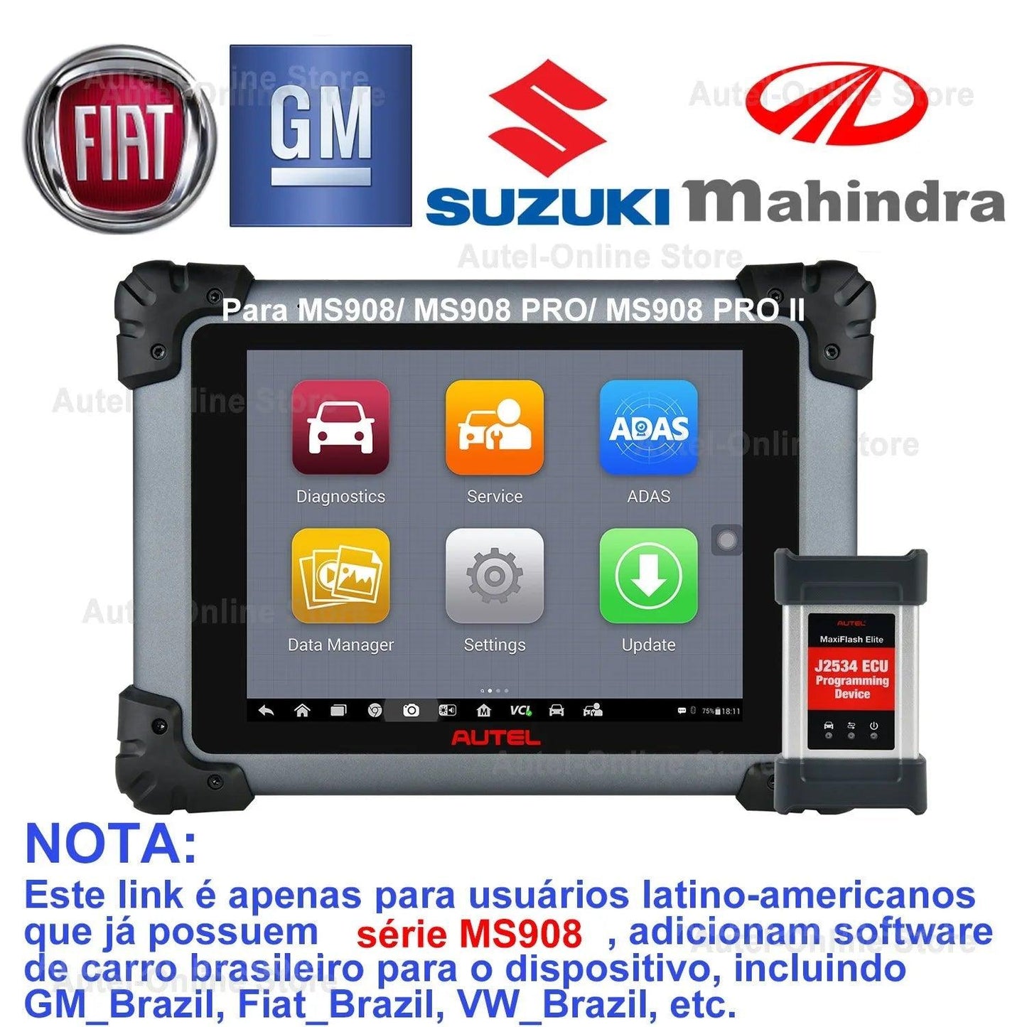 Autel KM100 Brazil Software Upgrade Service, MK808, IM508 Latin American Software, Add Fiat Brazil, GM Brazil, Maruti Suzuki - Dynamex