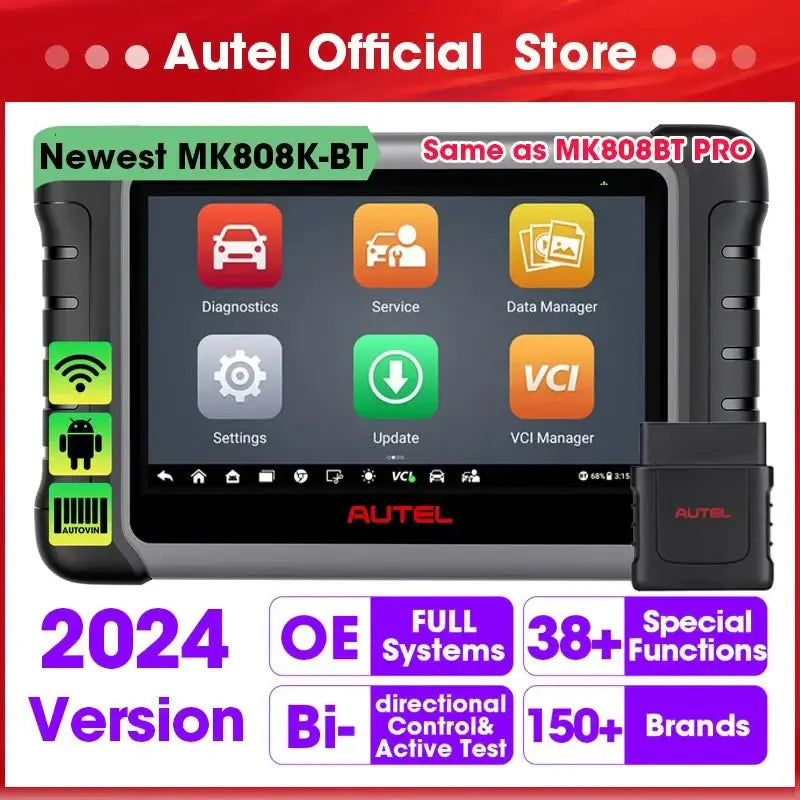 Autel MaxiCOM MK808KBT PRO OBD2 Scanner Automotivo Car Diagnostic Scan Tool MK808K-BT OBD 2 Code Reader Key Coding Active Test - Dynamex