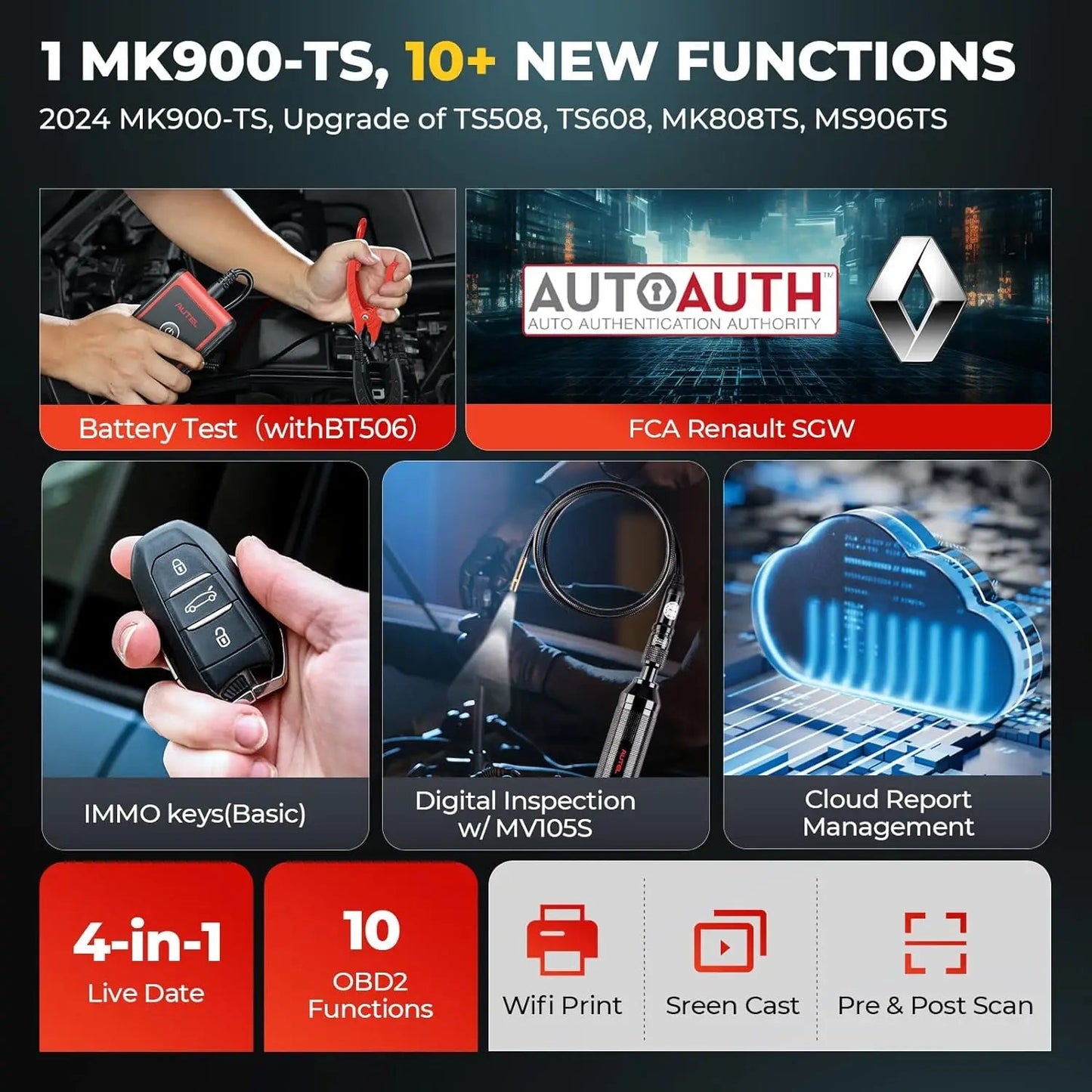 Autel MaxiCOM MK900TS MK900-TS TPMS Scanner Bidirectional Tool All System Diagnose Tool Updated of MaxiCheck MX808S-TS MK808S-TS - Dynamex