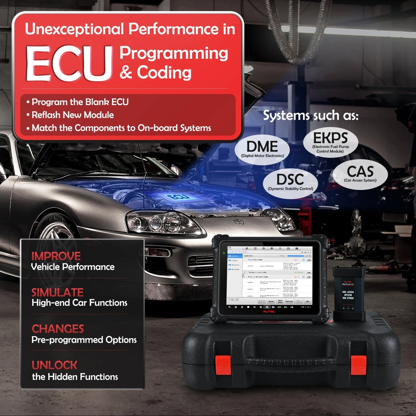 Autel MaxiCOM Ultra Lite S Diagnostic Tablet with BMW&Mercedes ECU Programming / Coding, Topology Module, Intelligent Diagnosis - Dynamex