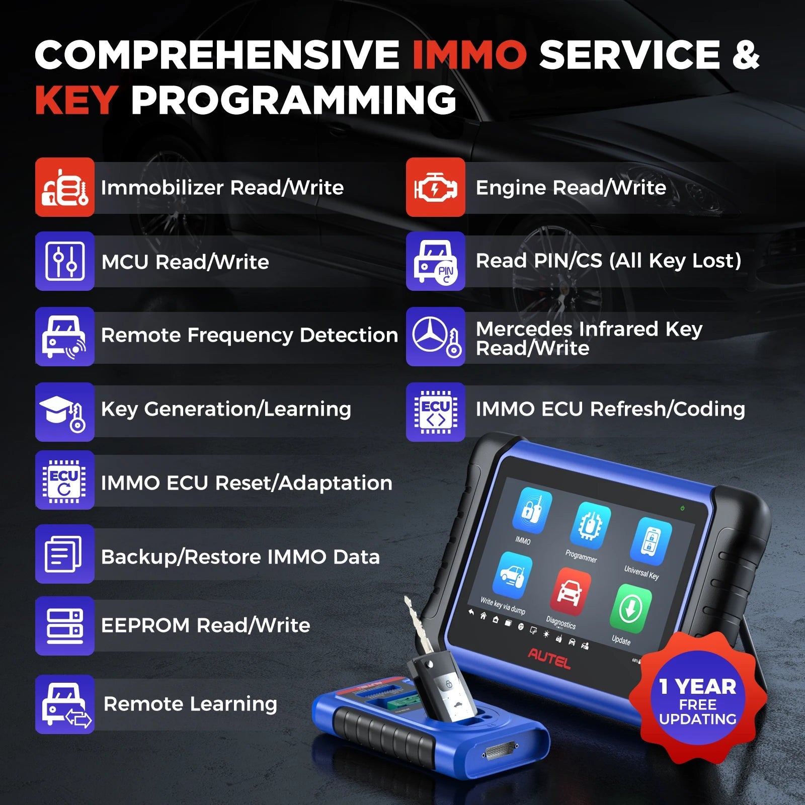 Autel MaxiIM IM508S XP400PRO IMMO Programming Diagnostic Tool OBD2 Auto Automotive Scanner All-in-One Key Programmer PK IM608 - Dynamex