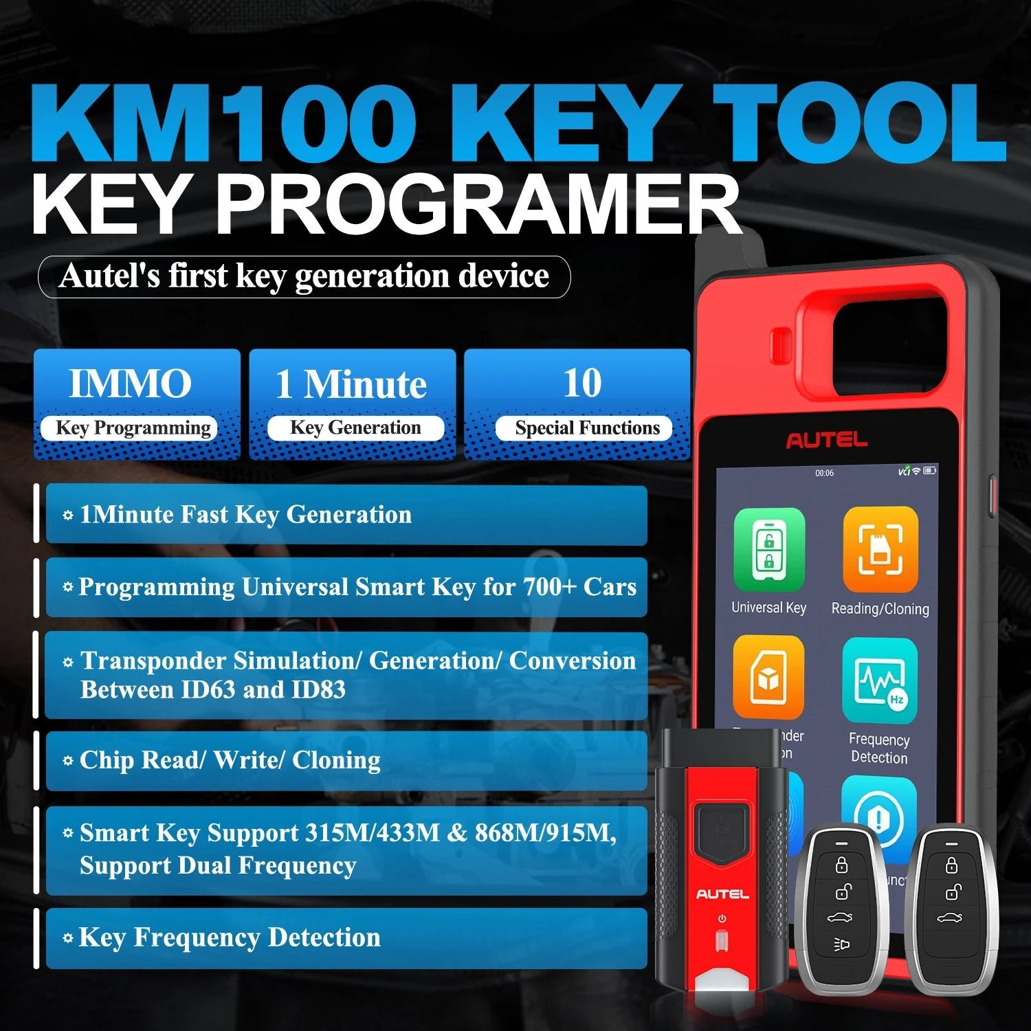 Autel MaxiIM KM100 KM100X Key Tool Car IMMO Universal Key Generator Kit Support All key Lost, Add Key, Delete Key Key Programmer - Dynamex