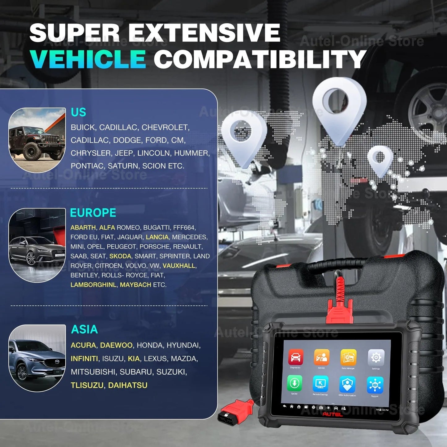 Autel MaxiPro MP900 Diagnostic Scanner CAN FD & DoIP Scan Tool Supports ECU Coding, Refresh Hidden, OBD2 All System Diagnostic - Dynamex