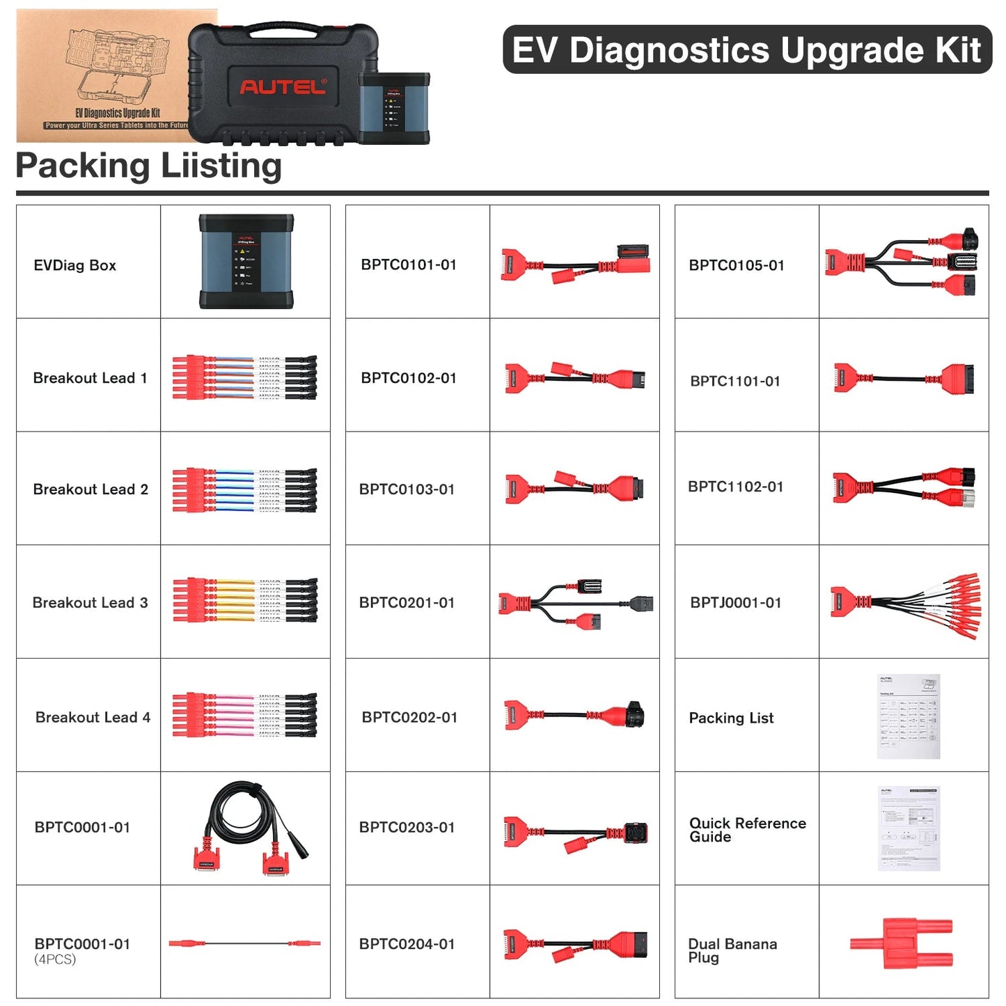 Autel Maxisys EV Diagnostics Upgrade Kit, EVDiag Box & Adapters for Battery Check, Work with MaxiSys Ultra, MS919, MS909 - Dynamex