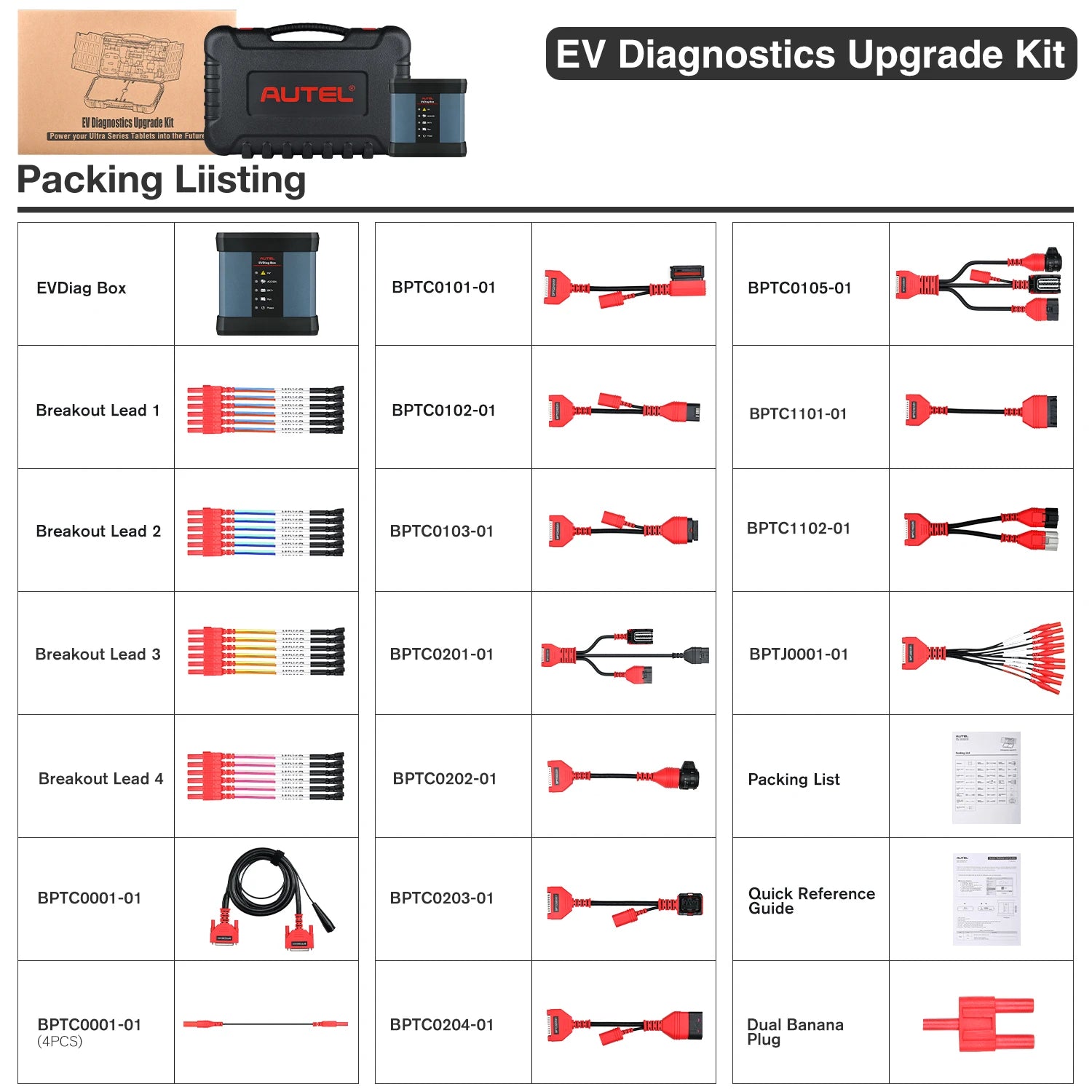 Autel Maxisys EV Diagnostics Upgrade Kit, EVDiag Box & Adapters for Battery Check, Work with MaxiSys Ultra, MS919, MS909 - Dynamex