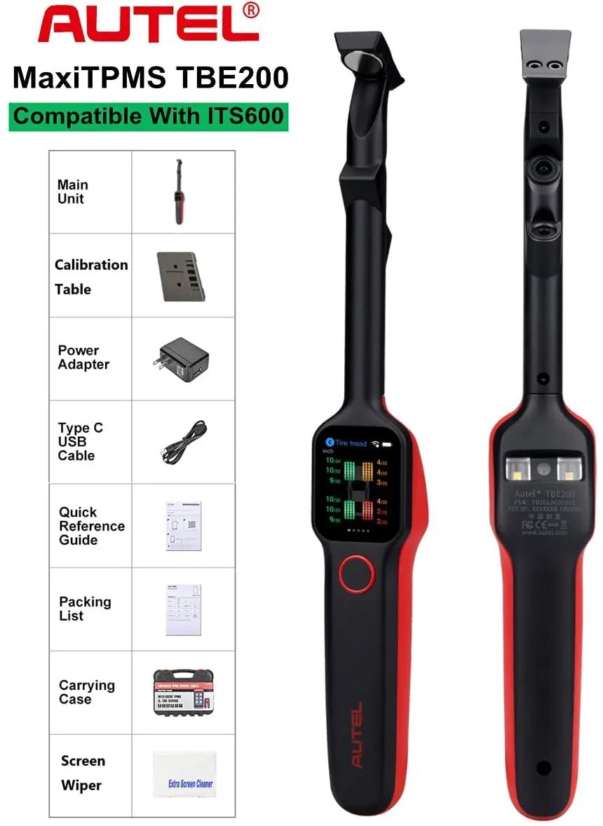 Autel MaxiTPMS TBE200 Tire Diagnostic Scanner Car Tool Laser Tire Tread Depth & Brake Disc Wear 2in1Tester Perform with ITS600 - Dynamex